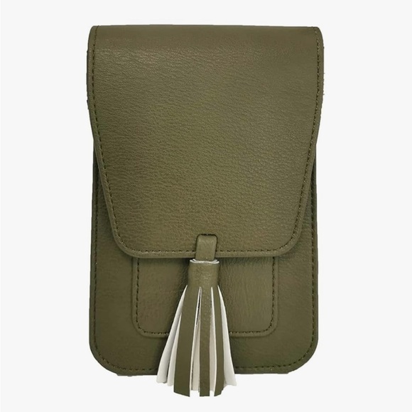 K Carroll Handbags - NWT K Carroll Army Green  Crossbody Bag with Tassel- RFID protected
